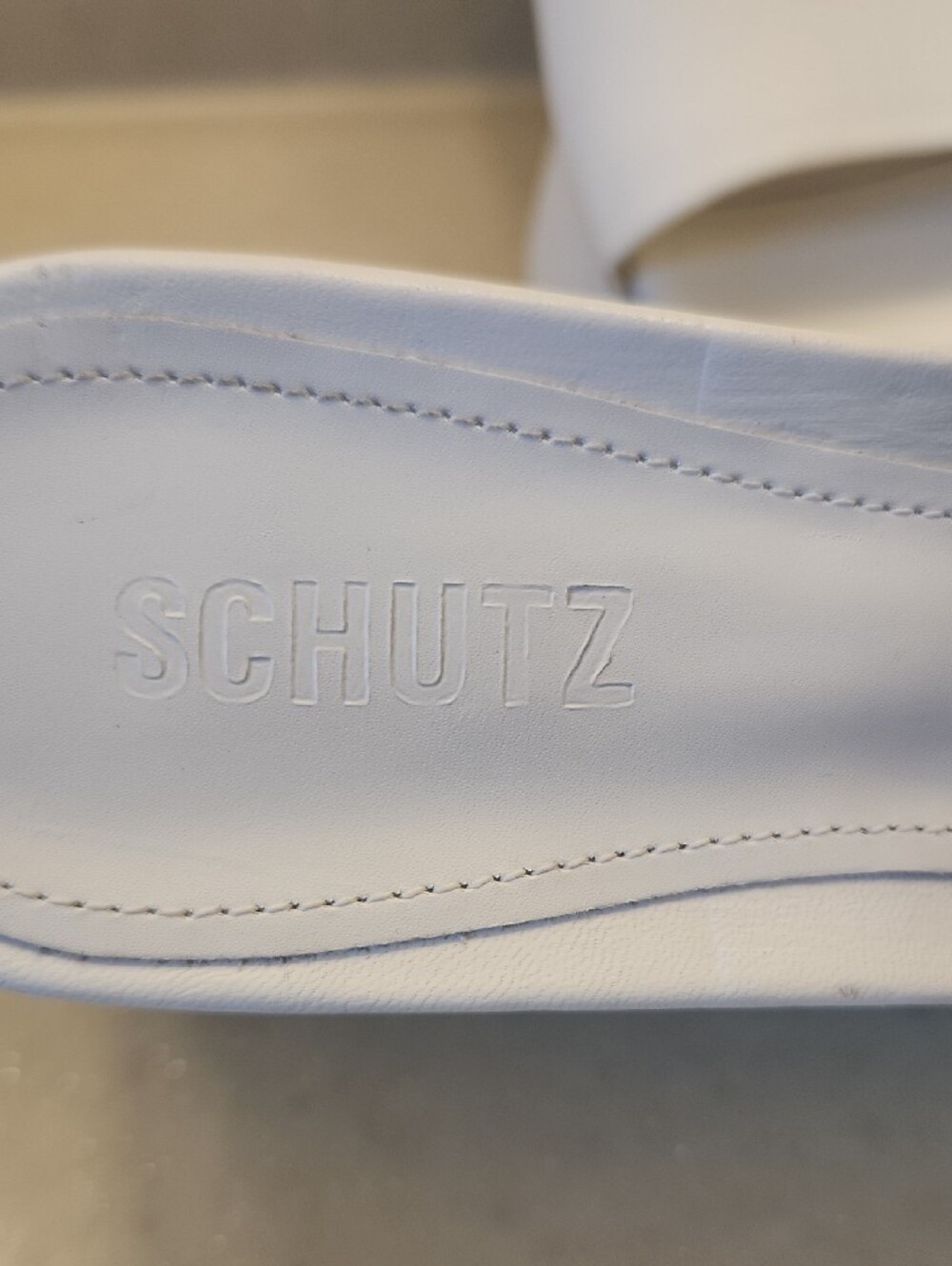 SCHUTZ White Leather Upper 3 1/2" Platform Slide Slip On Solid Sandals - Picture 2 of 10